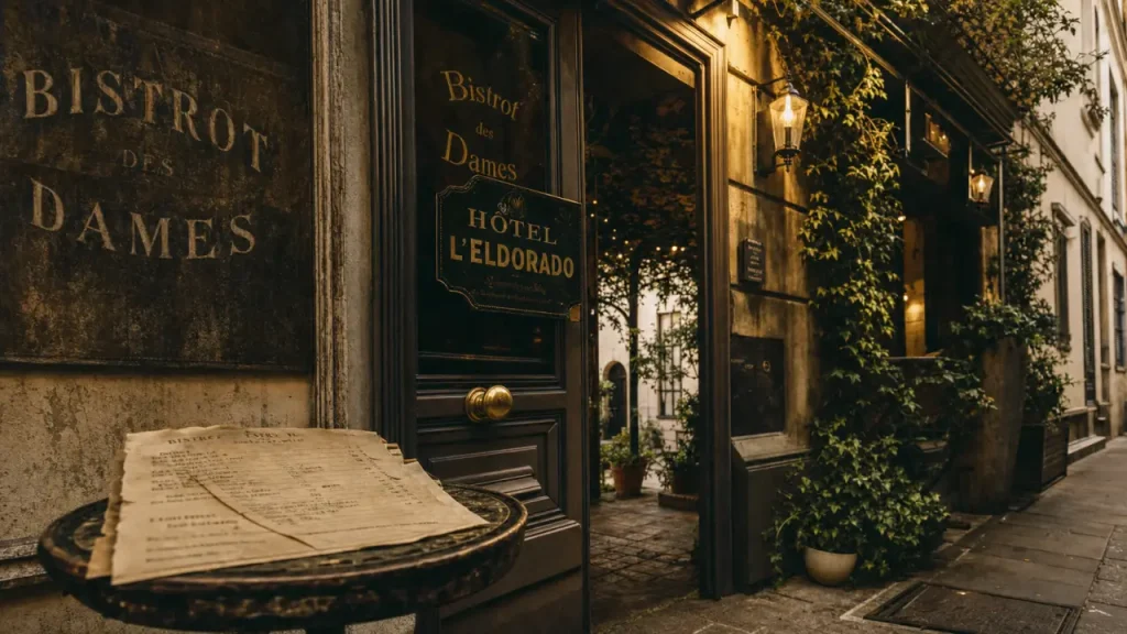 Entrée du bistrot des dames paris, ancien nom avant Hôtel L’Eldorado