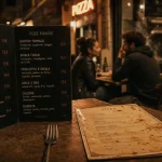 Pizzeria nation : ardoise prix et avis, table près d’une pizzeria