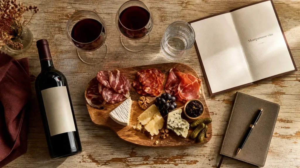 bar à vin paris montparnasse : planche charcuterie et vins