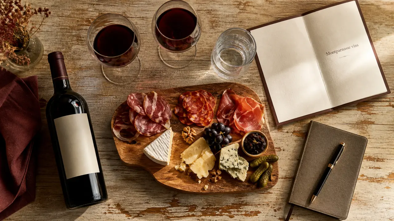 bar à vin paris montparnasse : planche charcuterie et vins