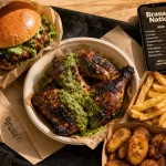 Brasao nation : poulet braisé fumant avec frites et sauce, horaires et livraison