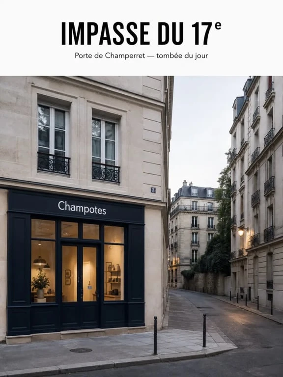 Champotes restaurant porte de champerret paris 17 : façade discrète dans une impasse calme du 17e arrondissement