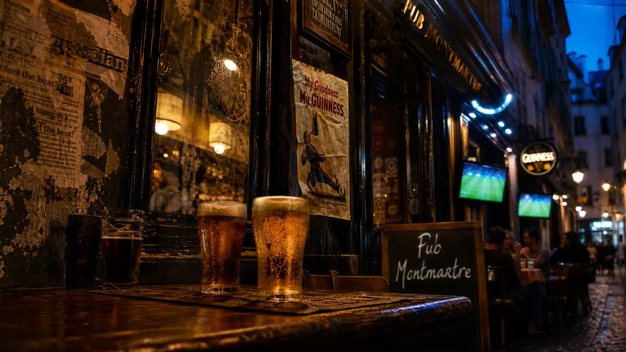 Pub Montmartre à Paris : bière et match, ruelle