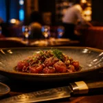 Bar des pres paris : tartare de thon rouge, sauce soja et sésame