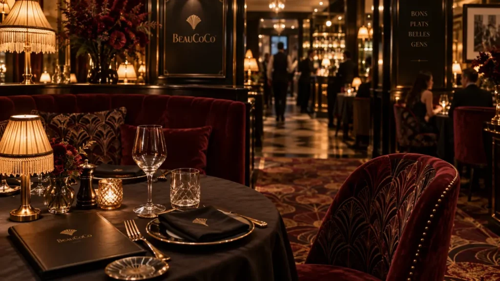 Coco restaurant paris : salle chaleureuse près de l’Opéra, ambiance bordeaux et or