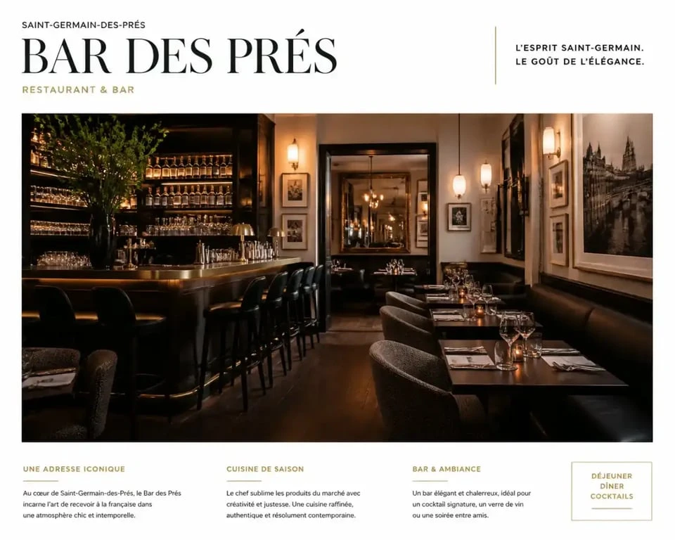 Ambiance chic et cosmopolite du restaurant Bar des Prés à Paris
