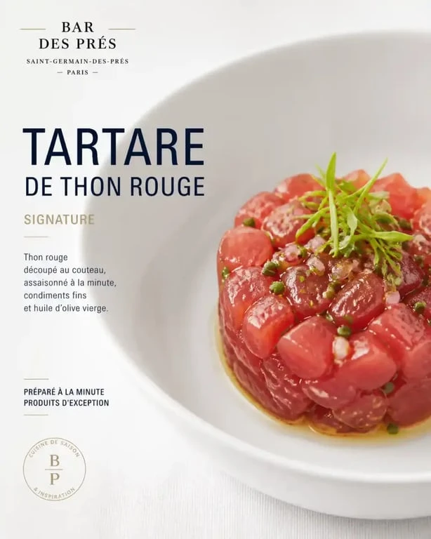 Tartare de thon rouge signature au Bar des Prés Paris