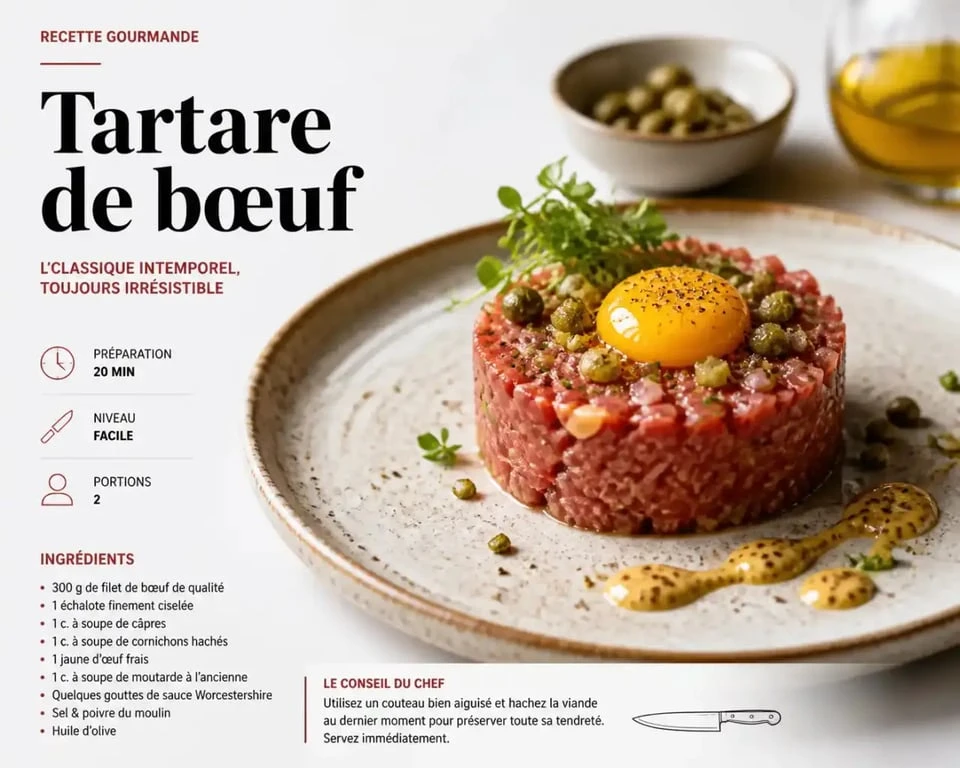 Tartare de bœuf signature du restaurant Dandelion Paris