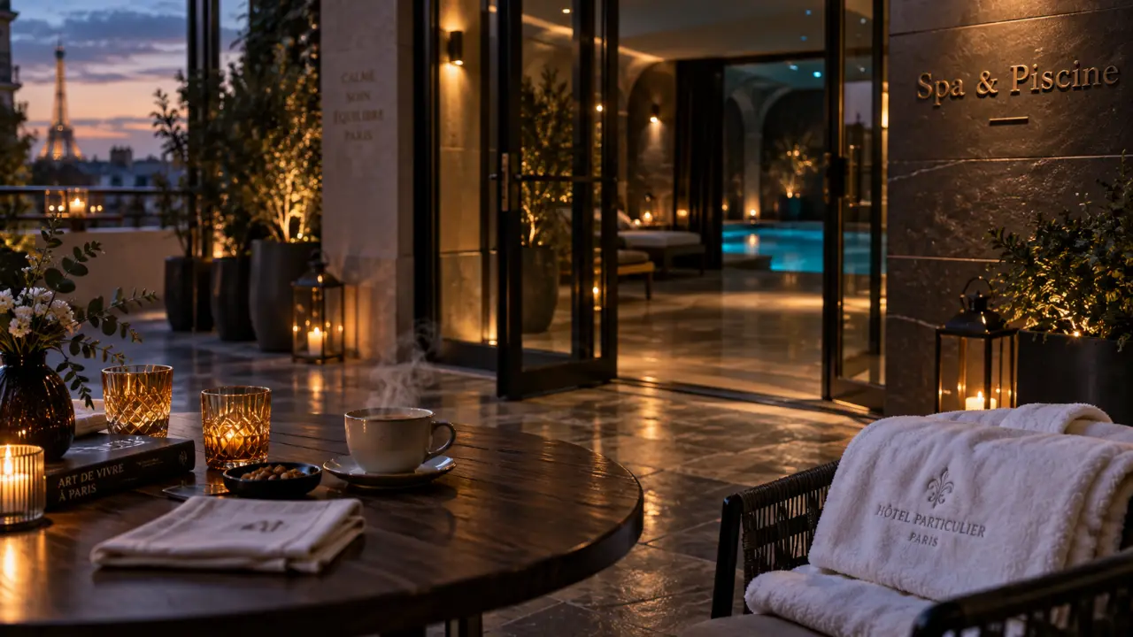 Le Bellune Bar Hotel & Spa Paris, terrasse et entrée spa en 15e