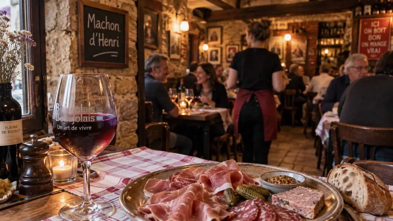 Le machon restaurant paris : bistrot lyonnais rue Guisarde, verre de Beaujolais