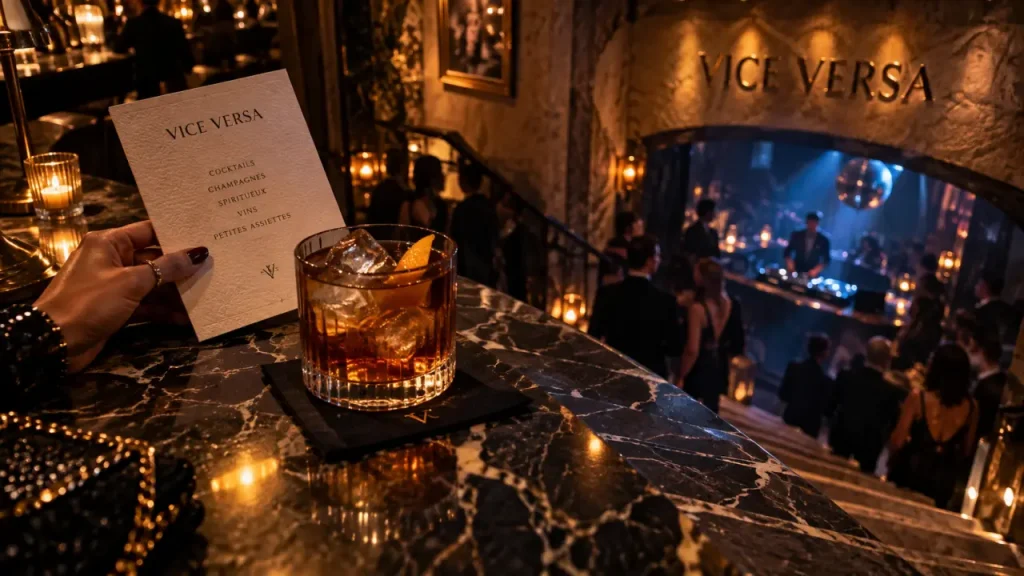 Vice versa bar paris : cocktail ambré et montée vers la secret room après 22h