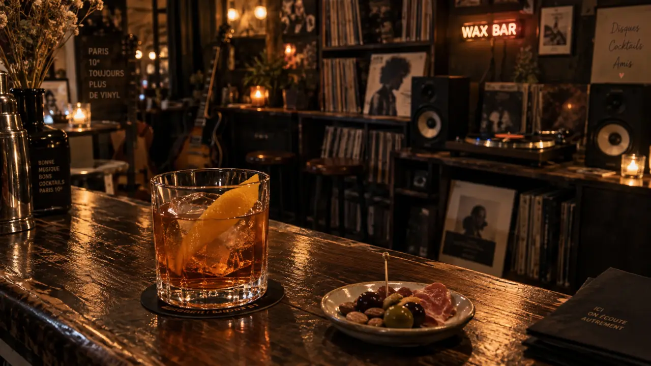 Wax Bar Paris : cocktail japonais ambré au bar, ambiance sonore