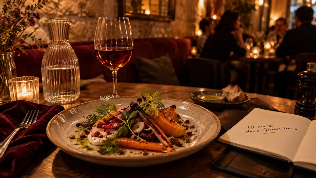 Bonnard restaurant végétarien à paris 3 : assiette bistronomique, pierres et velours