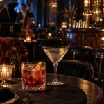 Cherry Paris restaurant : table au bar, Negroni et martini