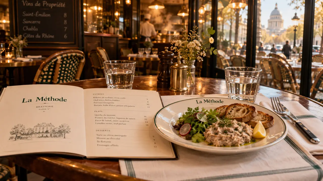 La Méthode restaurant paris 5 : brasserie parisienne cosy, table et assiette française