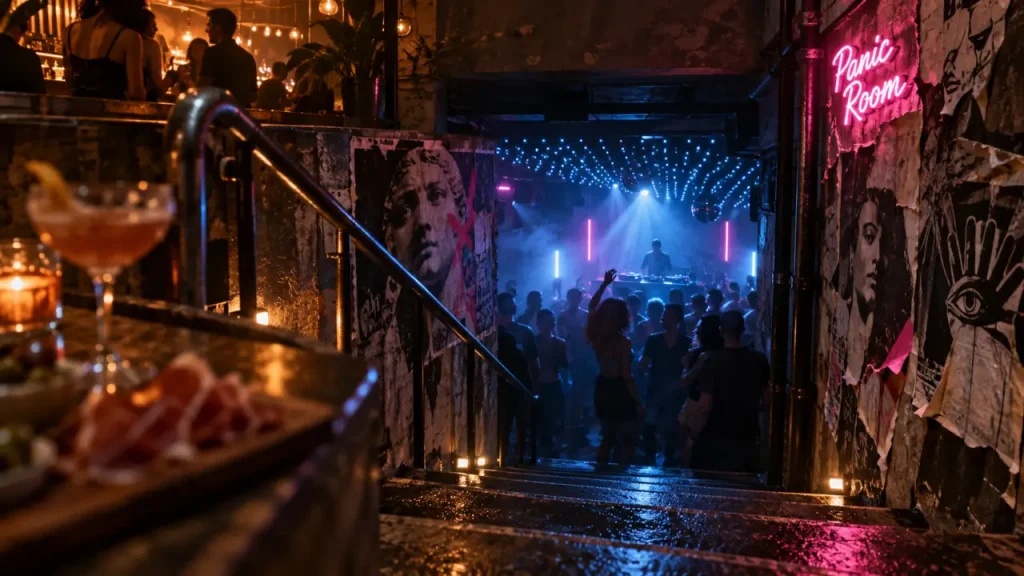 Panic room paris bar : cocktails et mini-club Oberkampf, entrée vers le sous-sol
