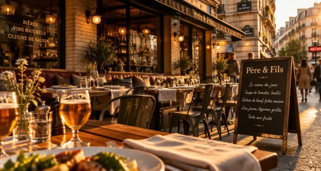 Restaurant café Père & Fils : brasserie et grande terrasse, Paris 2e